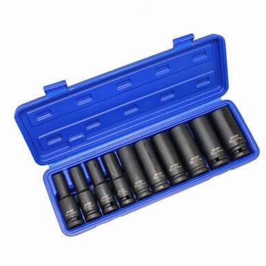 US PRO Tools 10pc 1/2" Dr 6 Point Deep Impact Sockets Metric 10 - 24mm 3725 - Tools 2U Direct SW