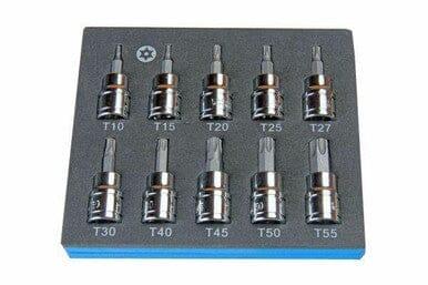 US PRO Tools 10Pc 3/8 Dr 48mm Long Tamper Proof Torx Bit Socket Set T10 - T55 2099 - Tools 2U Direct SW