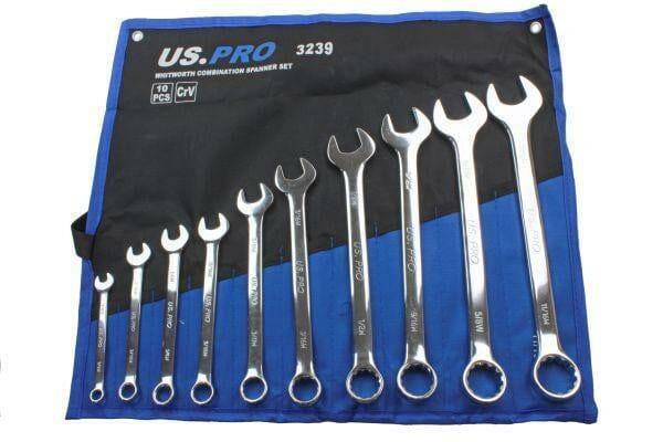 US PRO Tools 10PC Whitworth Combination Spanner Set 1/8" - 11/16" 3239 - Tools 2U Direct SW