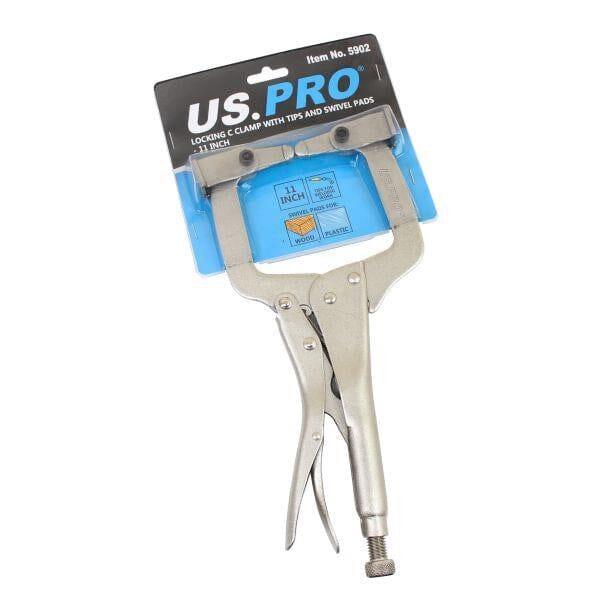 US PRO Tools 11" Locking C Clamp With Tips And Swivel Pads Mole Grips 5902 - Tools 2U Direct SW