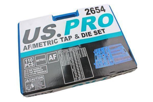 US PRO Tools 110 Piece UNF, NS, UNC, (SAE) & Metric Tap And Die Set 2654 - Tools 2U Direct SW