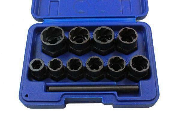 US PRO Tools 11pc Bolt Nut Extractor Set, Damaged Heads Studs Twist Sockets 2656 - Tools 2U Direct SW