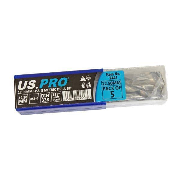 US PRO Tools 12.50MM HSS-G Metric twist Drill Bit Pack Of 5 2441 - Tools 2U Direct SW