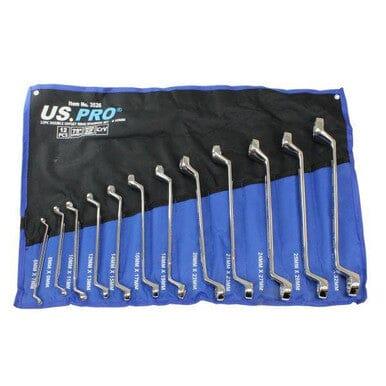 US PRO Tools 12 Piece Double Offset Ring Spanner Set 6 - 32mm 75DEG 3526 - Tools 2U Direct SW