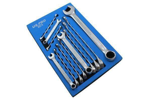 US PRO Tools 12 Piece Metric Combination Spanners Set In A Foam Tray 6-22mm 2273 - Tools 2U Direct SW