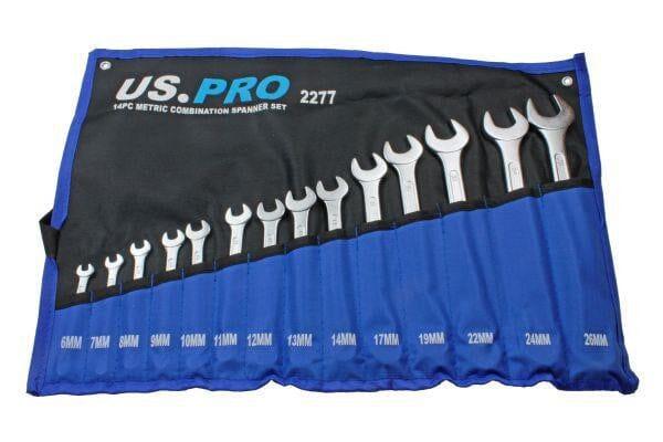 US PRO Tools 14 Piece Metric Combination Spanner Wrench Set 6 - 26MM 2277 - Tools 2U Direct SW