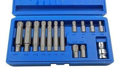 US PRO Tools 14pc 1/2" DR Ribe Socket Bit Set M5 - M14 With Adapter 2238 - Tools 2U Direct SW