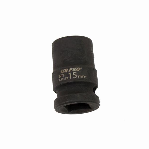 US PRO Tools 15mm Impact Socket 1/2" Drive 6 Point Single Hex 3817 - Tools 2U Direct SW