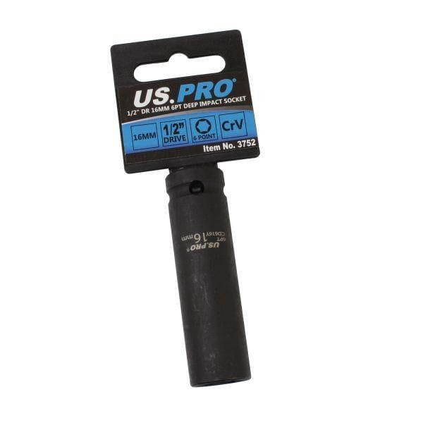 US PRO Tools 16mm 1/2" Drive 6 Point Deep Impact Socket 3752 - Tools 2U Direct SW