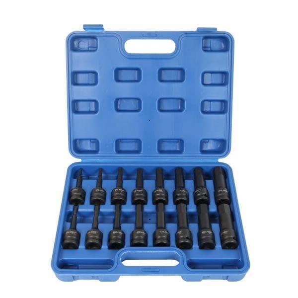 US PRO TOOLS 16pc 1/2" DR Impact Hex Bit Sockets H4 - H19 3998 - Tools 2U Direct SW