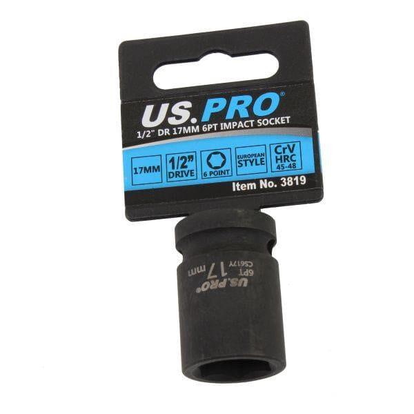 US PRO Tools 17mm Impact Socket 1/2" Drive 6 Point Single Hex 3819 - Tools 2U Direct SW