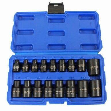 US PRO Tools 17pc 3/8" & 1/2" dr Impact E-Torx Socket Set E5 to E24 3420 - Tools 2U Direct SW