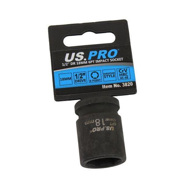 US PRO Tools 18mm Impact Socket 1/2" Drive 6 Point Single Hex 3820 - Tools 2U Direct SW