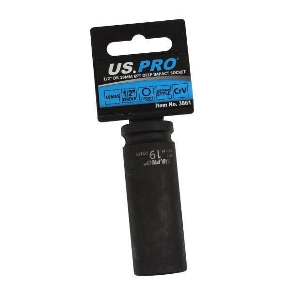 US PRO Tools 19mm 1/2 dr 6pt Deep Impact Socket 78mm Long 3861 - Tools 2U Direct SW