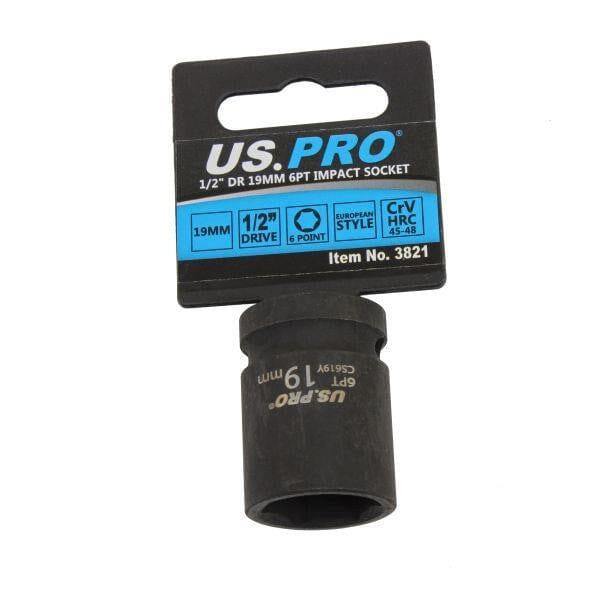 US PRO Tools 19mm Impact Socket 1/2" Drive 6 Point Single Hex 3821 - Tools 2U Direct SW