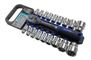 US PRO Tools 19pc 1/2" dr Metric Socket Set, Sockets, Ratchet 8 to 32mm 3270 - Tools 2U Direct SW