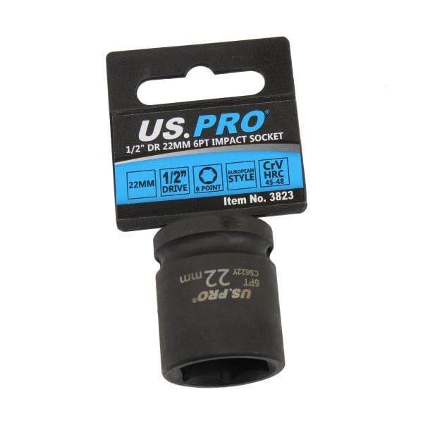 US PRO Tools 22mm Impact Socket 1/2" Drive 6 Point Single Hex 3823 - Tools 2U Direct SW