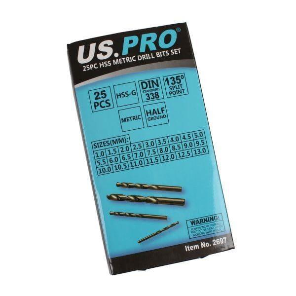 US PRO Tools 25pc Hss Metric Drill Bit Bits Set 1mm to 13mm in case 2697 - Tools 2U Direct SW