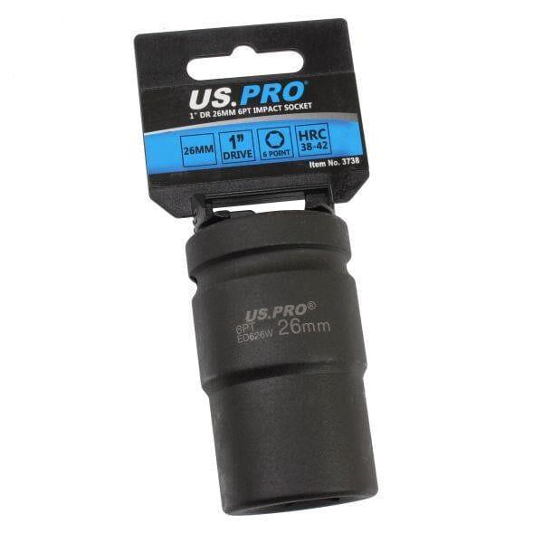 US PRO Tools 26mm 1" DR 6 Point Impact Socket 3738 - Tools 2U Direct SW