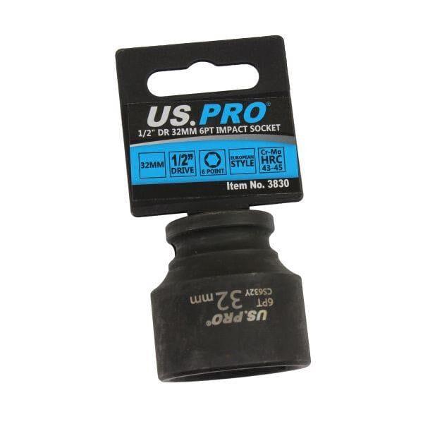 US PRO Tools 32mm Impact Socket 1/2" Drive 6 Point Single Hex Shallow 3830 - Tools 2U Direct SW