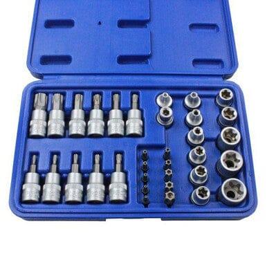 US PRO Tools 34pc Torx Bit & E-Socket Set 3/8" Dr T10 - T60 E4 - E20 Tamper Proof T10 - T55 3460 - Tools 2U Direct SW