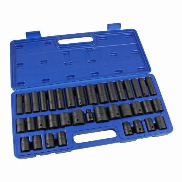 US PRO Tools 37PC 3/8" & 1/2" DR Shallow & Deep Impact Socket Set Metric/SAE 3835 - Tools 2U Direct SW