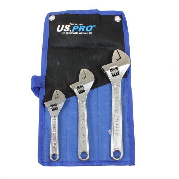 US PRO Tools 3pc Adjustable Wrench / Shifting Spanner Set 6" 8" 10" Chrome Finish 2297 - Tools 2U Direct SW