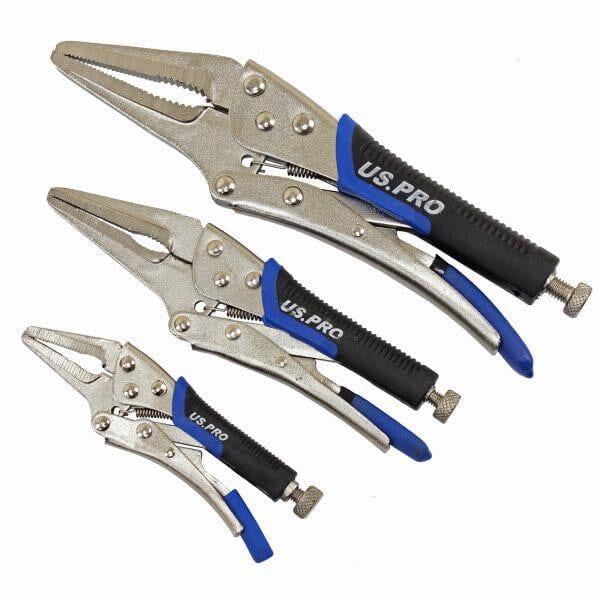 US PRO Tools 3pc Long Nose Locking Plier Pliers Set 5-10" Mole Grips Clamps 1846 - Tools 2U Direct SW