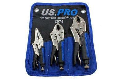 US PRO Tools 3pc Soft Grip Locking Pliers Set 6.5, 7, 10" Mole Grips 2074 - Tools 2U Direct SW