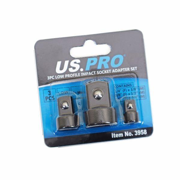 US PRO Tools 3pc Super Low Profile Impact Socket Adaptor Reducer Sockets 3958 - Tools 2U Direct SW