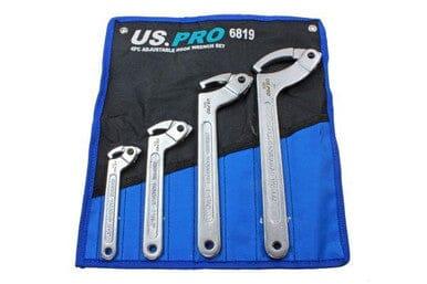 US PRO Tools 4 Piece Adjustable Hook Wrench Set 3/4" - 7/10" 6819 - Tools 2U Direct SW