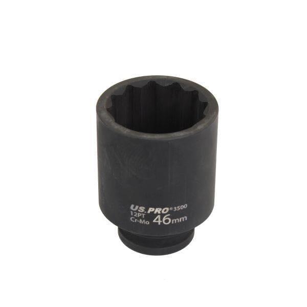 US PRO Tools 46mm 1/2" dr 12 Point Deep Impact Socket 85mm Long 3500 - Tools 2U Direct SW