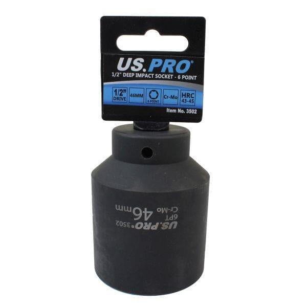 US PRO Tools 46mm 1/2" dr 6 Point Deep Impact Socket 79mm Long 3502 - Tools 2U Direct SW