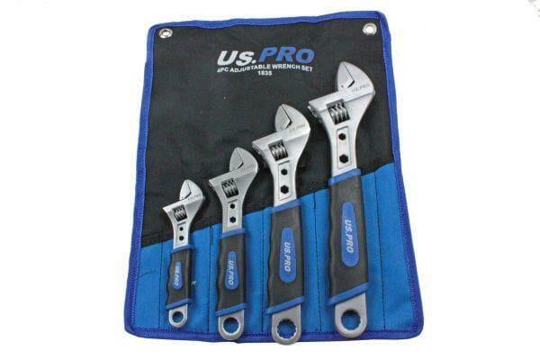 US PRO Tools 4pc Adjustable Wrench / Shifting Spanner Set 6" 8" 10" 12" - 1835 - Tools 2U Direct SW