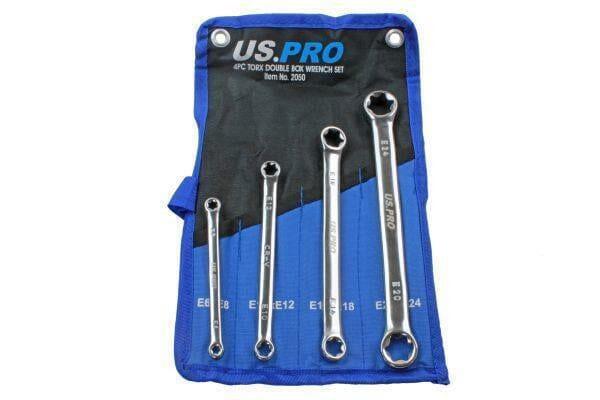 US PRO Tools 4pc Double E-Torx / Female Tox Star Wrench Spanner Set E6 - E24 2050 - Tools 2U Direct SW