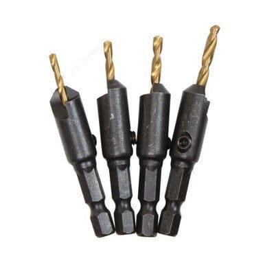 US PRO Tools 4pc Drill and Countersink Bit Set Quick Change HSS-G Titanium Coated 7126 - Tools 2U Direct SW