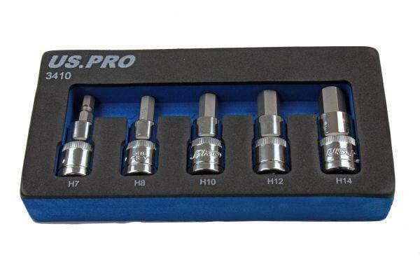 US PRO Tools 5PC 1/2" DR Metric Hex Bit Sockets 3410 - Tools 2U Direct SW