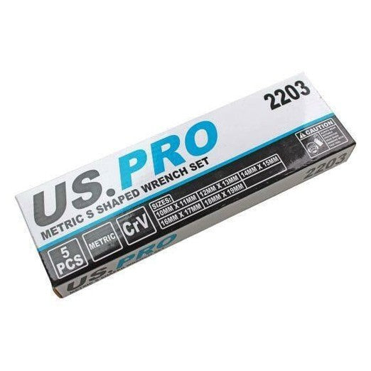 US PRO Tools 5pc Metric S Shaped Obstruction Spanner Wrench Set 2203 - Tools 2U Direct SW