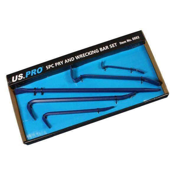 US PRO Tools 5pc Pry, Wrecking, Crow, Jemmy Bar Set, Flat, Aligning Set 6882 - Tools 2U Direct SW