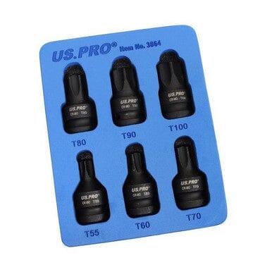 US PRO Tools 6pc 1/2" DR Impact Star Torx Bit Socket Set T55 T60 T70 T80 T90 T100 3864 - Tools 2U Direct SW