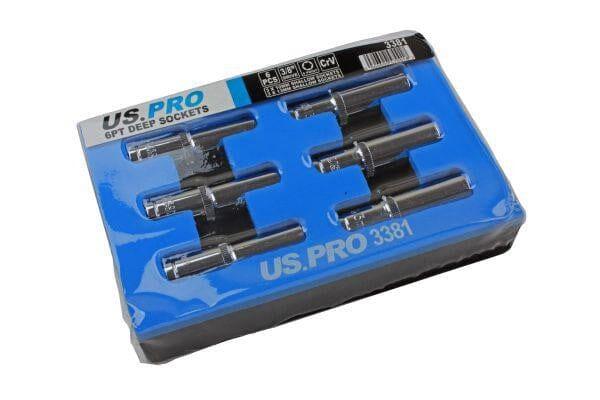 US PRO Tools 6pc 3/8" dr 10mm & 13mm 6pt Deep Sockets 3381 - Tools 2U Direct SW