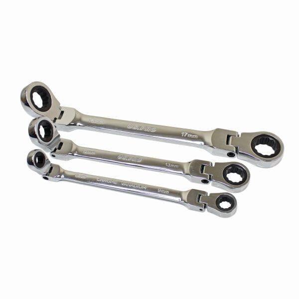 US PRO Tools 6pc Metric Flexi Double Ring Gear Ratchet Spanner Wrench Set 8-19mm 3475 - Tools 2U Direct SW