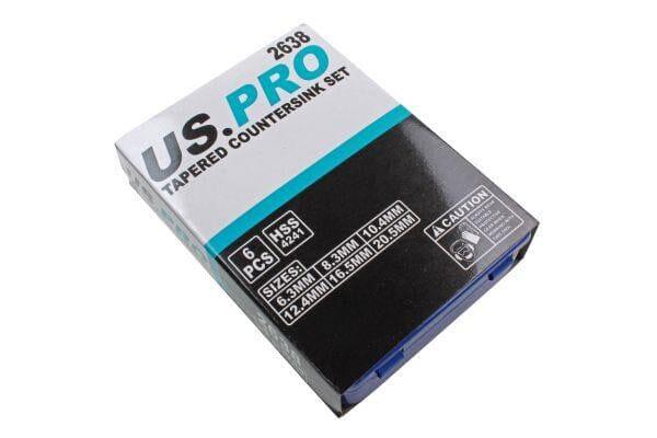 US PRO Tools 6pc Tapered Countersink HSS Drill Bit Set 6.3mm to 20.5mm 2638 - Tools 2U Direct SW