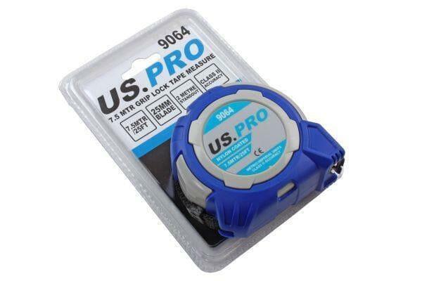 US PRO Tools 7.5 Meter / 25FT Grip Lock Tape Measure With Nylon Coating 9064 - Tools 2U Direct SW