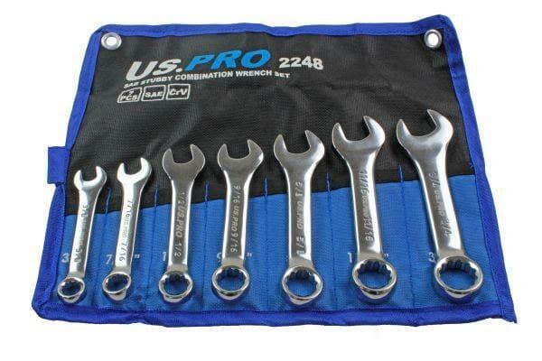 US PRO Tools 7pc SAE AF Stubby Combination Spanner Wrench Set 3/8 To 3/4 - 2248 - Tools 2U Direct SW