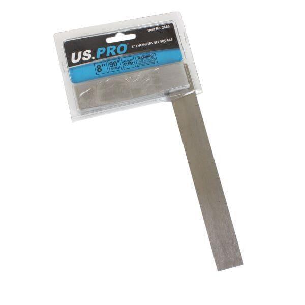 US PRO Tools 8" (200mm) Engineers Set Square Stainless Steel 2686 - Tools 2U Direct SW