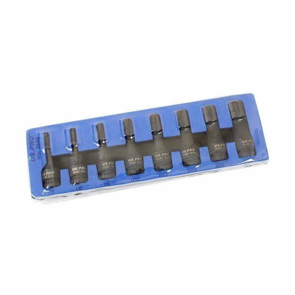 US PRO Tools 8 Piece 1/2" Drive Impact Hex Bit Socket Set H5 - H19 EVA Foam 3845 - Tools 2U Direct SW