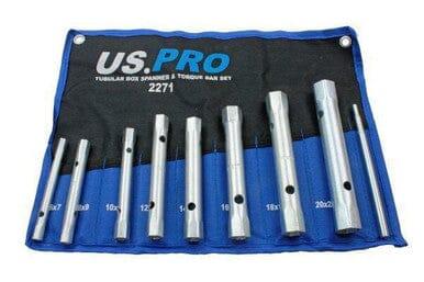 US PRO Tools 8 Piece Tubular Box Spanner & Torque Bar Set 6mm - 22mm 2271 - Tools 2U Direct SW