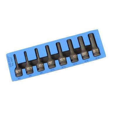 US PRO Tools 8pc 1/2" Drive Spline Bit Impact Socket Set M5 - M18 EVA foam 3847 - Tools 2U Direct SW