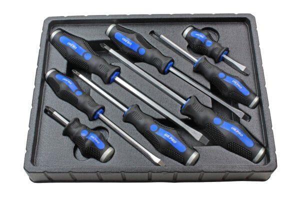 US PRO Tools 8pc Go-through Screwdrivers Set Pozidriv & Flat Head Screwdrivers 1619 - Tools 2U Direct SW